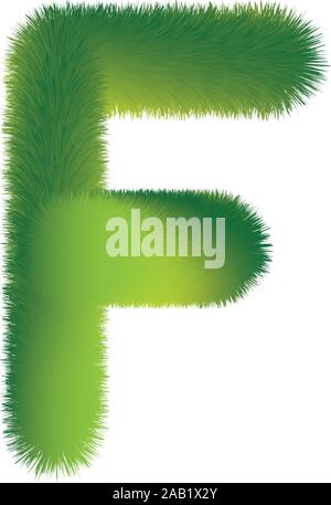 Buchstabe F. Furry vector Font von tannenzweigen für das neue Jahr. Stock Vektor