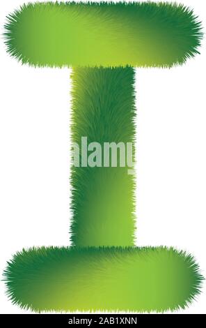 Buchstabe I. Furry vector Font von tannenzweigen für das neue Jahr. Stock Vektor