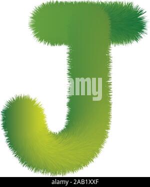 Brief J. Furry vector Font von tannenzweigen für das neue Jahr. Stock Vektor