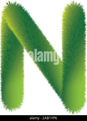 Buchstabe N. Furry vector Font von tannenzweigen für das neue Jahr. Stock Vektor