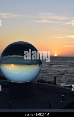 Der Horizont Glas display Champion Bay foreshore beach Geraldton Stockfoto