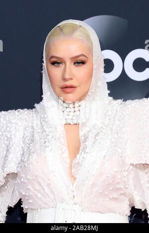 Los Angeles, CA. 24 Nov, 2019. LOS ANGELES - Nov 24: Christina Aguilera am 47 American Music Awards - Ankunft bei Microsoft Theater am 24 November, 2019 in Los Angeles, CA in der Ankunftshalle für 2019 American Music Awards - Ankünfte, Microsoft Theatre, Los Angeles, CA November 24, 2019. Credit: Priscilla Grant/Everett Collection/Alamy leben Nachrichten Stockfoto