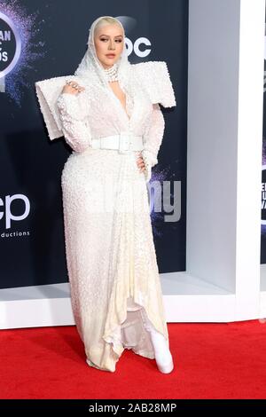 Los Angeles, CA. 24 Nov, 2019. LOS ANGELES - Nov 24: Christina Aguilera am 47 American Music Awards - Ankunft bei Microsoft Theater am 24 November, 2019 in Los Angeles, CA in der Ankunftshalle für 2019 American Music Awards - Ankünfte, Microsoft Theatre, Los Angeles, CA November 24, 2019. Credit: Priscilla Grant/Everett Collection/Alamy leben Nachrichten Stockfoto
