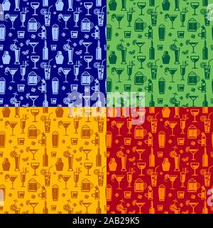Abbildung: Alkohol Getränke und Cocktails nahtlose Muster Stock Vektor
