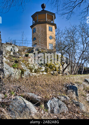 Der achteckige Turm, Bergianska Tradgarden, (Bergius Botanischer Garten), Frescati, Stockholm, Schweden Stockfoto