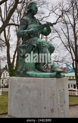 1872 Skulptur von Carl Michael Bellman von Alfred Nystrom, Djurgården, Stockholm, Schweden Stockfoto