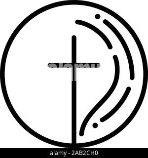 Hand Christian Kreuz Runde gezogen. Religion Symbol, Monoline-versicherer religion Symbol. Zeichen und Symbole Symbol kann für Web, Logo verwendet werden, mobile App Stock Vektor