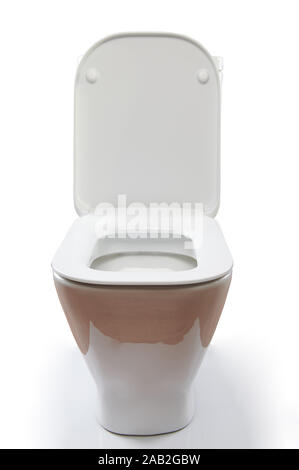 Weiß öffnen Kunststoff Moderne wc Vorderansicht isoliert Stockfoto