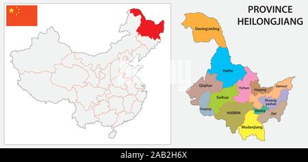 Provinz Heilongjiang administrative und politische Karte Stock Vektor