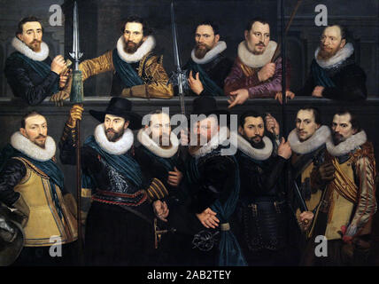 Miliz Unternehmen mit Leutnant Pieter Pietersz Hasselaar (1623) Cornelis Van Der Voort oder Van der Voorde (1576-1624), holländischen Goldenen Zeitalter Maler Stockfoto