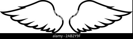 Flügel des Vogels Devil Angel Paar die Tierversuche teil Fliegen Konzept Freiheit Idee Symbol outline Schwarz Vector Illustration Flat Style einfach Bild verbreiten Stock Vektor