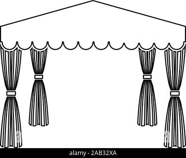 Vordach Pop Up Zelt kommerzielle Pavillon Markise für Rest Festzelt Chuppah Symbol outline Schwarz Vector Illustration Flat Style simple Image Stock Vektor