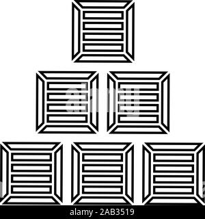 Pyramide Kisten aus Holz "Jobticket" Container Symbol outline Schwarz Vector Illustration Flat Style simple Image Stock Vektor