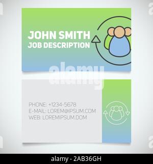 Visitenkarte drucken Vorlage mit Fluktuation Logo. HR-Manager. Die Beschäftigung. Briefpapier Design Konzept. Vector Illustration Stock Vektor