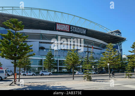 Australien, Victoria, Melbourne, 12. April 2019 - Docklands ist das Produkt einer kontinuierlichen Stadterneuerung Projekt im Bereich der Melbourne CBD zu verlängern. Stockfoto