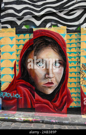 Australien, Victoria, Melbourne, 11. April 2019 - Die kultigsten Street Art lane Art und einer der wichtigsten touristischen Attraktionen in Melbourne, Hosier Lan Stockfoto