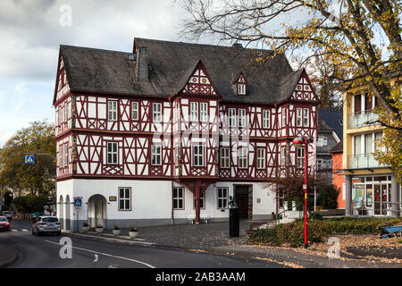 Rathaus Nassau in einem historischen Fachwerkhaus ist der Sitz des Bürgermeisters und der Stadtverwaltung. Stockfoto