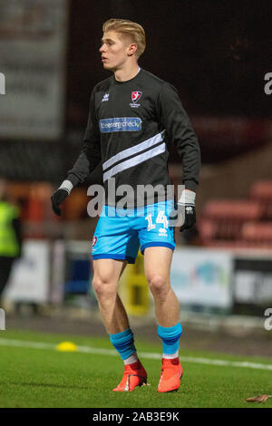 19. November 2019, Grafschaft Boden, Swindon, England; Emirates FA Cup, erste Runde Replay, Swindon Town v Cheltenham Town: Max Garbe von Cheltenham Town Credit: Gareth Dalley/News Bilder Stockfoto