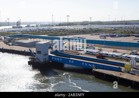 Der Hafen von Tyne in North Shields, England. Der Hafen liegt am Fluss Tyne. Stockfoto