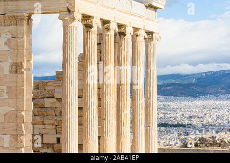 Detail des Erechtheion auf der Akropolis, Athen, Griechenland Stockfoto