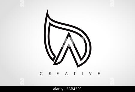 Ein Blatt Logo Brief Design mit Blatt Umrisse Vector Illustration. Stock Vektor