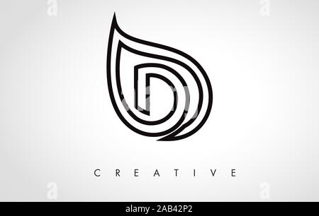 D Leaf Logo Brief Design mit Blatt Umrisse Vector Illustration. Stock Vektor