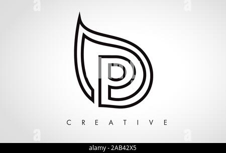 P Leaf Logo Brief Design mit Blatt Umrisse Vector Illustration. Stock Vektor