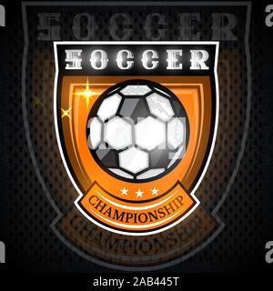 Soccer Ball in der Mitte der goldenen Schild. Sport Logo für die Fußball-Nationalmannschaft Stock Vektor