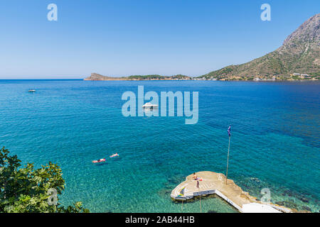 Blick von Masouri in Richtung der Insel Telendos, Kalymnos, Dodekanes, Griechenland Stockfoto