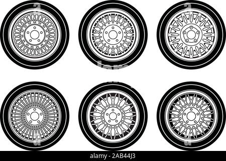 Auto Räder. Felge und Reifen. Vector Illustration Stock Vektor