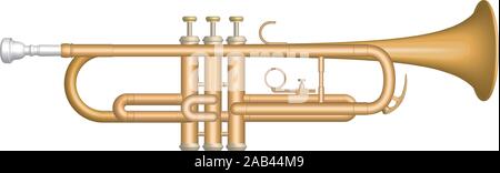 Trompete Symbole gesetzt. Blechblasinstrument. 3D-Effekt Vektor Stock Vektor