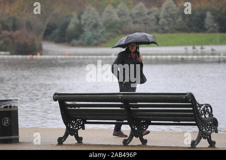 London, Großbritannien. 25 Nov, 2019. nasse Wetter in Hyde Park Credit: JOHNNY ARMSTEAD/Alamy leben Nachrichten Stockfoto