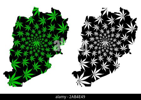 Beni Mellal-Khenifra Region (Königreich Marokko, Marokko) Karte cannabis Blatt grün und schwarz ausgelegt ist, Beni Mellal Khenifra Karte aus m Stock Vektor
