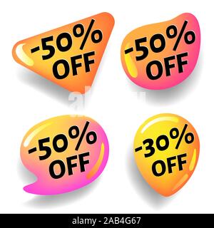 Glänzend rabatt Aufkleber für den Entwurf von Werbung Banner für Webseiten und druckt, Vektor Aufkleber mit Schatten auf weißem Hintergrund. Stock Vektor