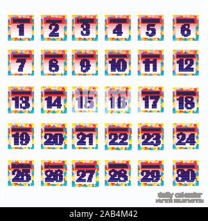 Schaltflächen mit Kalender Termine für den Monat November. Die für die Planung wichtigen Tage. Banner für Feiertage und besondere Tage. Vector Illustration mit grauen Hintergrund. Stock Vektor