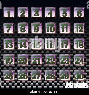 Schaltflächen mit Kalender Termine für den Monat November. Die für die Planung wichtigen Tage. Banner für Feiertage und besondere Tage. Vector Illustration mit schwarzem Hintergrund. Stock Vektor