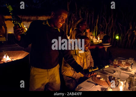 Reestaurant in Mashatu Lounge Main Camp, Mashatu Game Reserve, Tuli Block, Botswana, Afrika Stockfoto