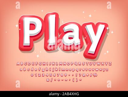 Moderne 3D-Alphabet, Comic Stil Titel, Text Effekt für Spiele Vector Illustration Stock Vektor