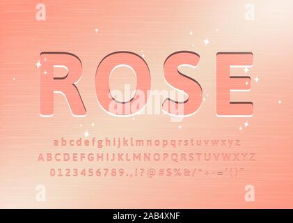 Rose Gold alphabet Schrift. Benutzerdefinierte Eingeben von Buchstaben und Zahlen. Vektor Typografie für Etiketten, Schlagzeilen, Poster Stock Vektor