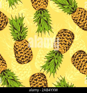 Ananas Vektor nahtlose Muster, tropischen Hintergrund Stock Vektor