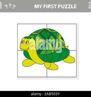 Cartoon Vector Illustration für Bildung Puzzle Spiel für Kinder im Vorschulalter mit lustigen Schildkröte Tier Stock Vektor