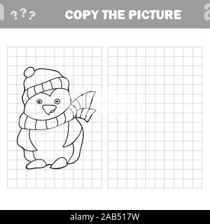 Kopieren Sie die Bild- und Malbuch, Bildung Spiel für Kinder-Pinguin Stock Vektor