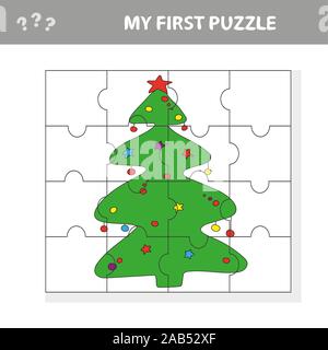 Puzzle Weihnachtsbaum-Vector Illustration für Kinder Stock Vektor