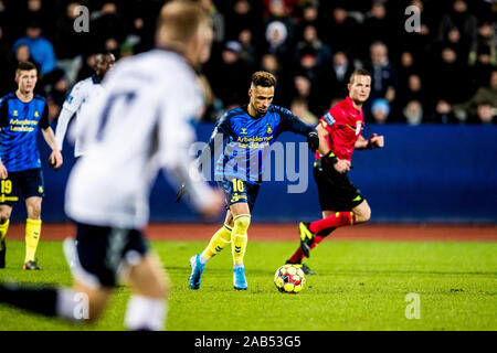 Aarhus, Dänemark. 24 Nov, 2019. Hany Mukhtar (10) von Bröndby IF während der 3F Superliga Match zwischen AGF und Bröndby gesehen wenn an Ceres Park in Aarhus. (Foto: Gonzales Foto/Alamy leben Nachrichten Stockfoto