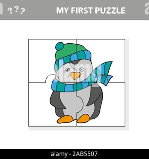 Ein Vektor Abbildung: penguin Puzzle für prescholl kids - mein erstes Puzzle Stock Vektor