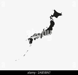 Japan, Karte schwarz auf weißem Hintergrund. Vector Illustration. Stock Vektor