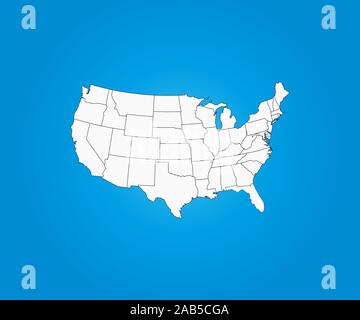 United States Karte, Grenze Karte. Vector Illustration. Stock Vektor