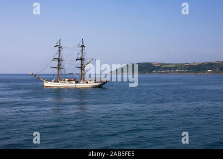 Die brig 'Astrid' in Mount's Bay aus Penzance, Cornwall, UK verankern. Sie sank an der Küste Irlands ein paar Tage nach diesem Foto gemacht wurde. Stockfoto