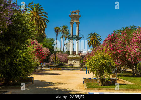 Christopher Columbus Monument, das sich in der Jardines de Murillo in Sevilla, Andalusien, Spanien, Europa. Stockfoto