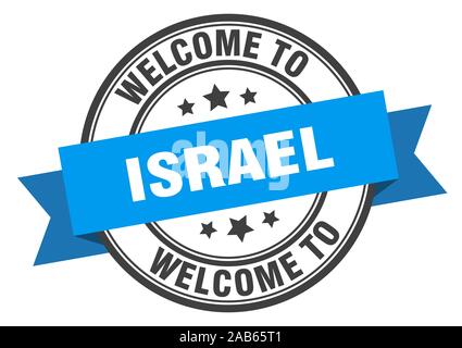 Israel Stempel. Willkommen bei Israel blaue Schild Stock Vektor